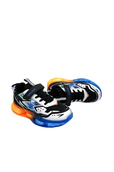 Jump 31053 Pantofi sport pentru copii cu talpă transparentă cu velcro Negru Alb