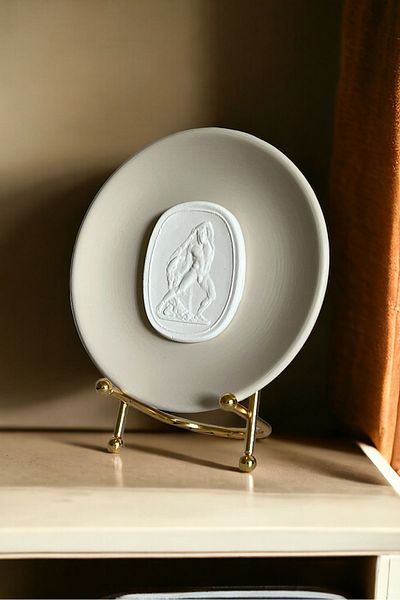 HOME DEKORİSTA Decorative Plate, Decorative Object, Stone Color Plate, Stone Color Decorative Object, Home Decorista