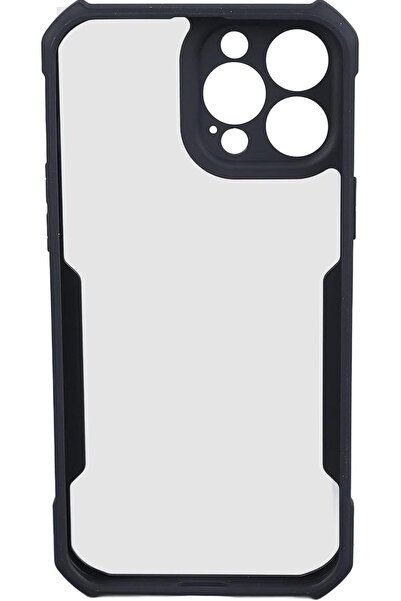 Busstier iPhone 16 Pro Uyumlu Siyah Kenarlı Şeffaf Kılıf - Dayanıklı Şok Emic...