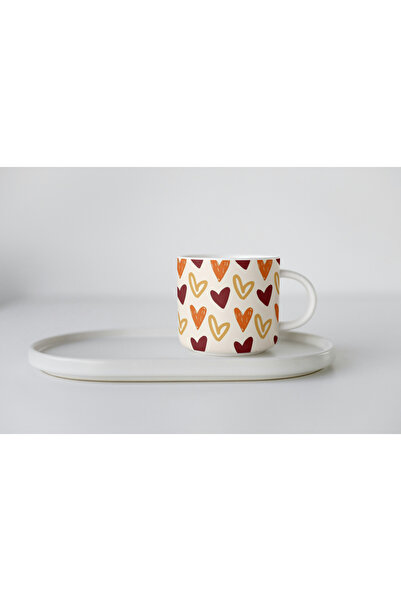 EYBaskı Tasarım Love Nescafe Cup with White Porcelain Heart