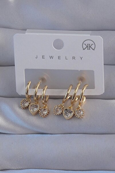 Skygo Brass Gold Color Zircon Stone Heart Model Multiple Appearances Half Hoo...