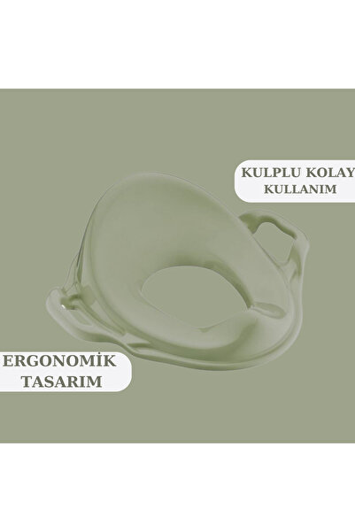 PONÇİK STORE Kaydırmaz Çift Basamaklı Çocuk Taburesi Ve Kulplu Klozet Tuvalet Alıştırma Adaptörü 2'li Set