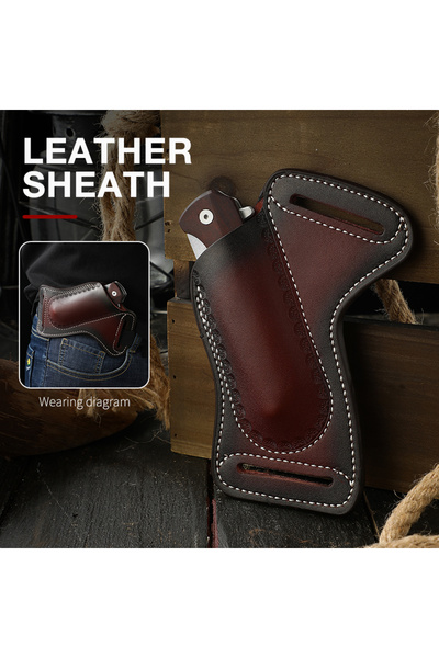 Choice حقيبة تخزين سكاكين، غطاء حزام جلدي عتيق، أدوات خارجية، سكين قابلة للطي...