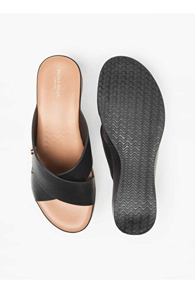 Flora Bella by Shoexpress Flora Bella Textured Cross Strap Slip-On Sandals with Wedge Heels