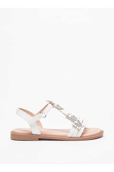 Little Missy Butterfly Applique Slip-On Sandals with Hook and Loop Closure