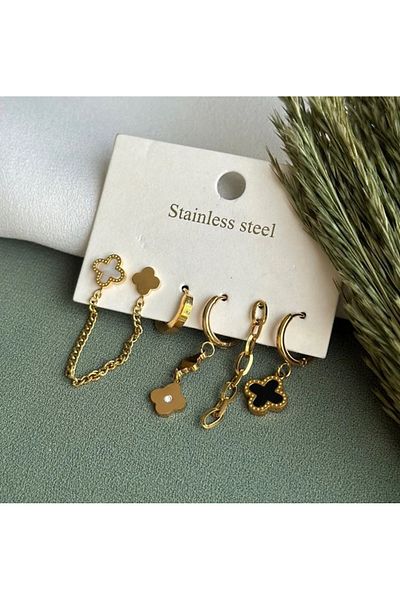 mos&more Steel Design Set of 5 Women's Earrings