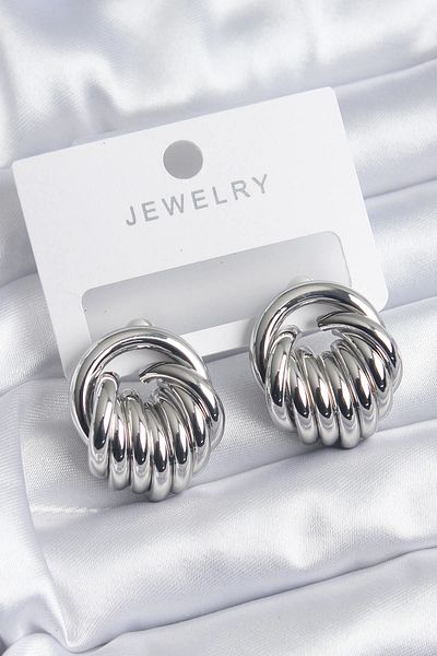 Skygo Brass Silver Color Spiral Model Women's Earrings - TJ-BKP8168