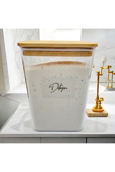 zezedesing Βάζο απορρυπαντικού με Ξύλινο Καπάκι 2000ML