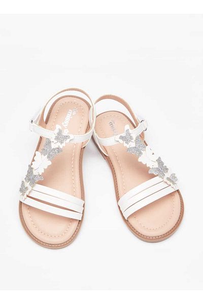 Little Missy Butterfly Applique Slip-On Sandals with Hook and Loop Closure