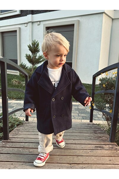favorimkids Navy Blue Stamped Baby Kids Coat