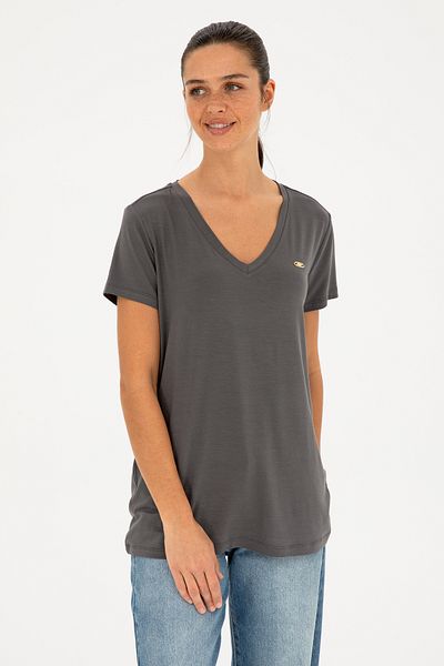 U.S. Polo Assn. Γυναικείο μπλουζάκι Anthracite V-Neck Basic 50280019-VR006