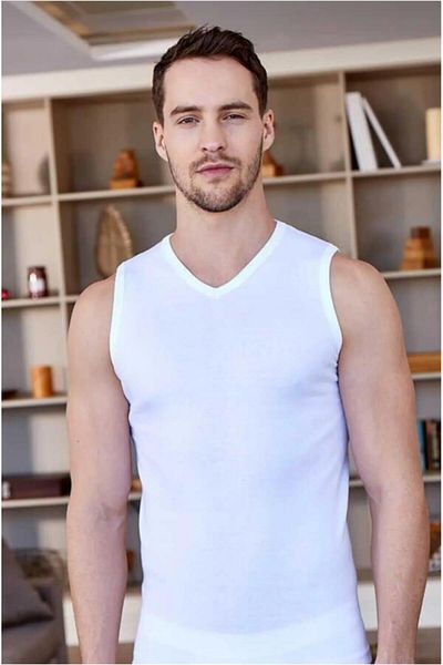 Berrak 1028 Men's Ribbed Sleeveless V-Neck Undershirt 6 Pieces