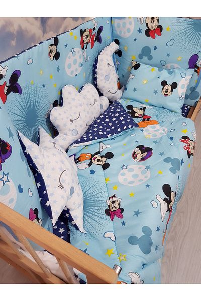 Baby Clime 60X120 Baby Sleeping Set - Without Mosquito Net - Blue Mickey & Minnie (Excluding Mobile Crib)