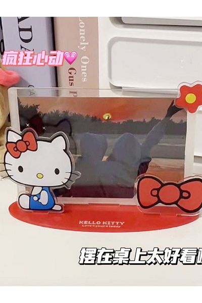 Choice Suitable 5 Inches Kawaii Diy Cute Hello Kitty Acrylic Ornament Standing Picture Frame Girl Plaque Su