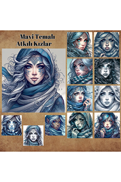 Pink Swan Craft Vintage Girls Blue Scrapbook Bullet Journal - 12 komada Sa ša...