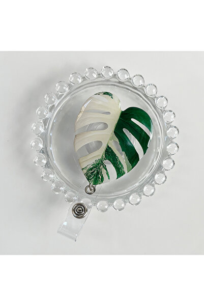 choice2 R07-03 قطعة واحدة حامل شارة قابل للسحب على شكل ورقة نبات ترول، بكرة ع...