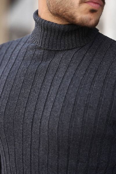 ROBERTO BORNOVA Smoked Slim Fit Full Turtleneck Ribbed Knitwear Sweater