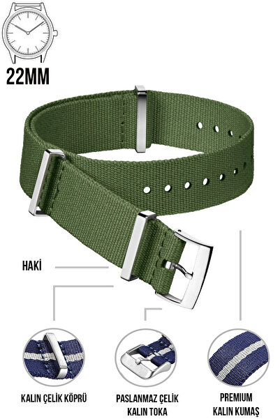 COBRA 22mm Fossil-Welder-Casio-Seiko-Omega-Armani Saat Uyumlu Nato Tekstil Ku...