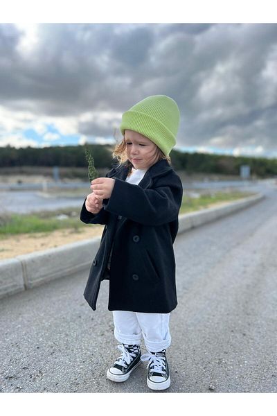 favorimkids Black Stamped Baby Kids Coat