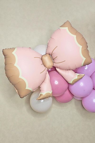 PEKSHOP 60X90Cm Large Retro Bow - Pink Colored Foil Balloon