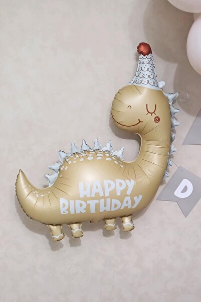 PEKSHOP Retro Renkler Dinozor Folyo Balon Happy Birthday Yazılı Kukutelalı Di...