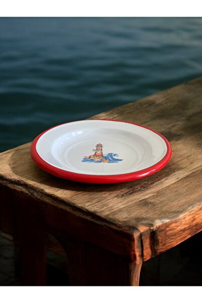 EMAYE TEZGAHI 20cm Enameled Food and Serving Plate - Set of 4 Fruits and Marine