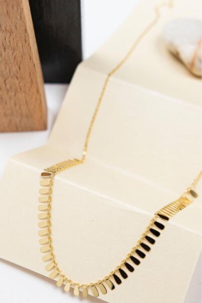 latif kuyumcu 14 Ayar Damla Pullu İthal Zincir Kolye LKKLY1200