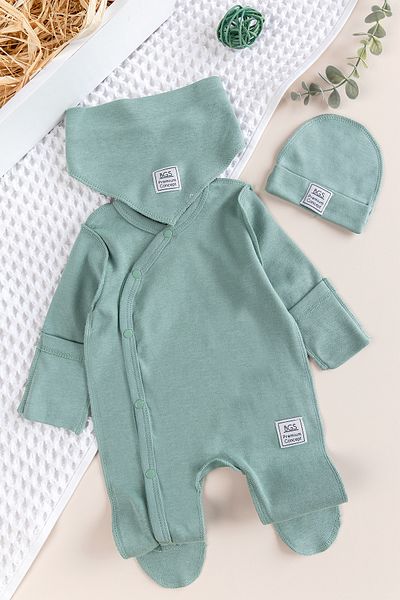 Babymod Natural Baby Jumpsuit Set with Gloves