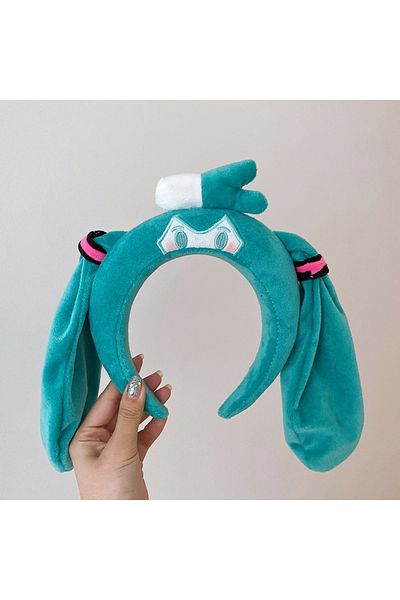 Choice Green Hatsune Miku Hair Band Cute Plush Hairband Miku Headband Spa Washing Face Yoga Hairbands Photo