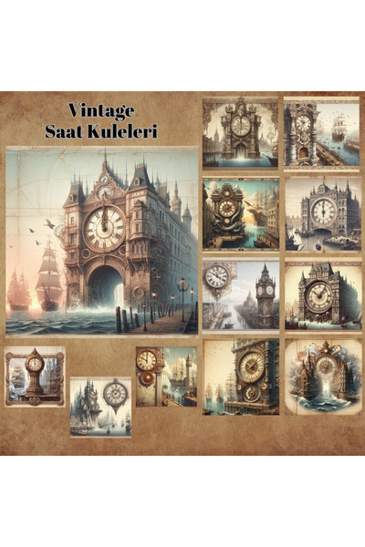 Pink Swan Craft Turnuri de ceasuri de epocă - Set de autocolante cu etichete ...