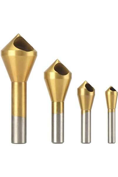 Choice 4pc HSS Chamfer Internal Chip Removal Titanium Plated Oblique Hole Chamfer Deburring Spot facer T...