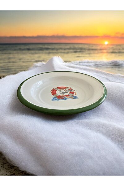 EMAYE TEZGAHI 20cm Enameled Food and Serving Plate - Set of 4 Fruits and Marine