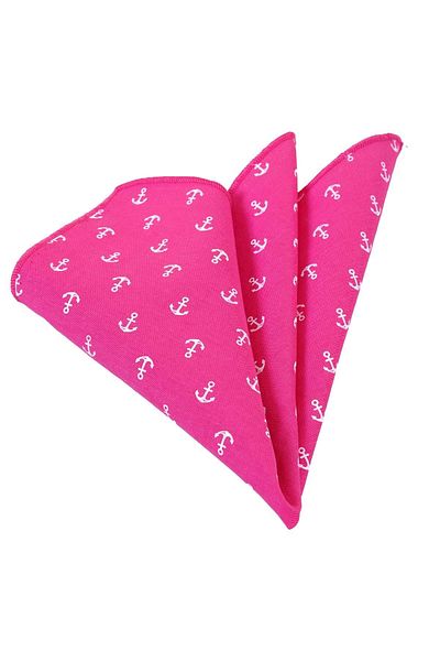 Exve Exclusive Sailor Cotton Collar Handkerchief with White Anchor Pattern on Pink