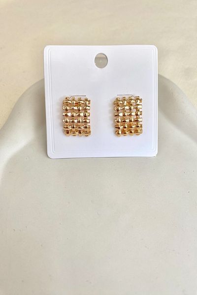 DEMOKAN Women's Earrings Grid Square Earrings