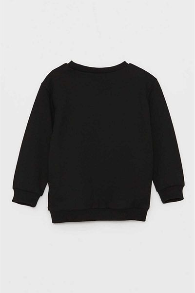 LC Waikiki New Black Crew Neck Long Sleeve Ataturk Printed Baby Boy 3 Thread Raised Sweatshirt