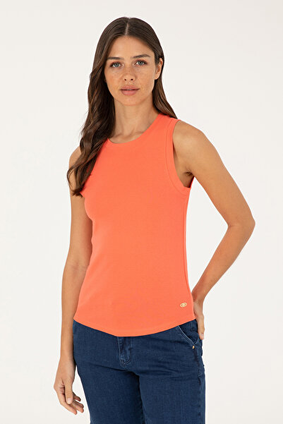 U.S. Polo Assn. Women's Pomegranate Blossom Crew Neck Sleeveless Basic T-Shir...