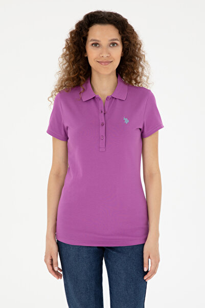 U.S. Polo Assn. تي شيرت نسائي ذو ياقة بولو أساسي باللون الأرجواني 50280057-VR038