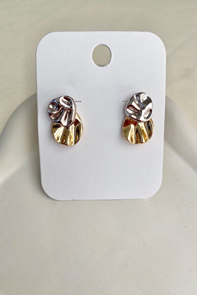 DEMOKAN Women's Earrings Moving Two Colors Round Earrings