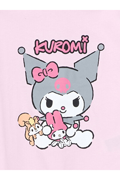 LC Waikiki Pink Crew Neck Kuromi Printed Girls' Pajama Set