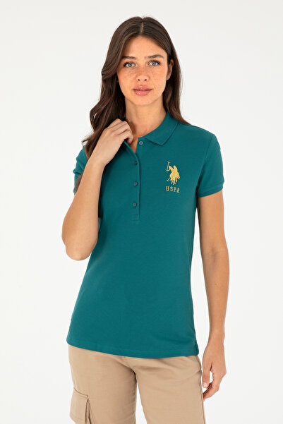 U.S. Polo Assn. Γυναικείο μπλουζάκι με λαιμόκοψη πόλο σε σκούρο πράσινο χρώμα...