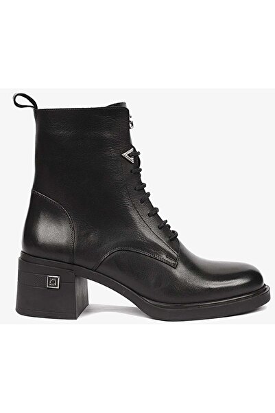 Greyder 59127 Zn Chıc Topuklu Deri Kadın Bot SİYAH