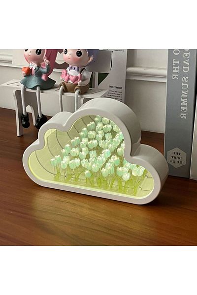 Choice Blue Handmade DIY Tulip Flower Sea Night Atmosphere Lamp Clouds Tulip Lamp LED Night Light Mirror Ta