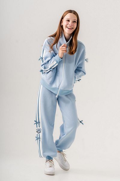 HAUSEkids طقم بناتي بتصميم ضلع إيطالي لعمر 9-15 سنة - أزرق