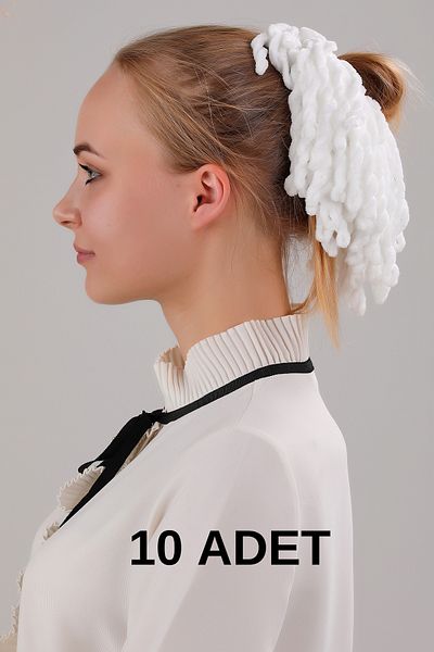 Melodi Scarf White Hijab 10-Piece Velvet Scarf Knob - Women