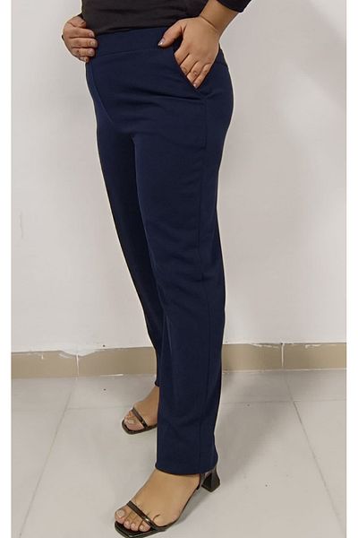 AKŞEN GİYİM ENINE NECK LYCRALI SCUBA CREPE FABRIC CLASSIC CUT SIDE TWO POCKET LARGE SIZE PANT