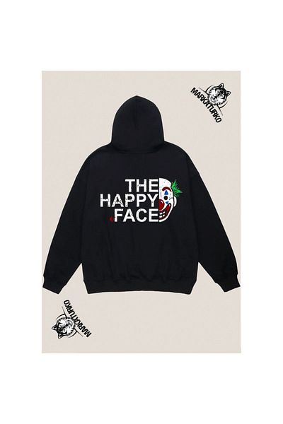 MarkaTurko FACE custom design back printed Black Hooded Unisex Sweatshirt 16.04-9