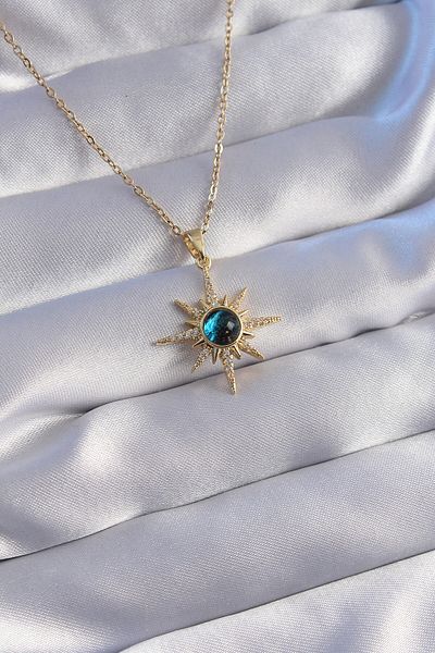 Skygo 316L Steel Chain Gold Color Zircon Cubic Zirconia Pole Star Figured Planet Necklace - Tj-Bko8790