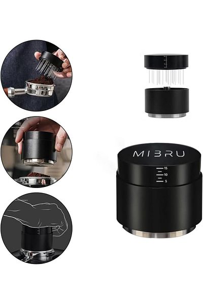 MIBRU Coffee leveled ripple tamper with needle distributer 53mm