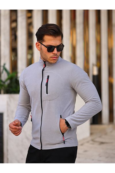 Kozik Ανδρικό Μαύρο Fleece Χειμερινό Χοντρό Πλήρες Φερμουάρ Βαμβακερό ύφασμα Fleece Jacket