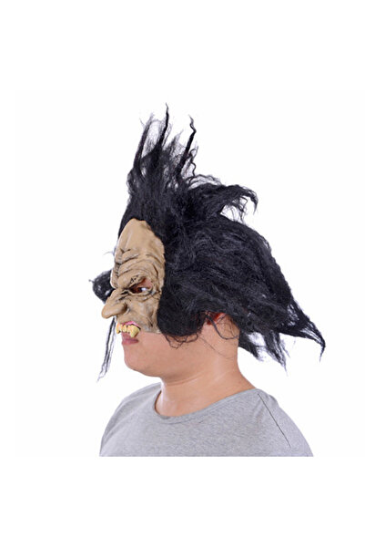 NW NessiWorld قناع الرعب المسنن من اللاتكس من Nessiworld نصف وجه بشعر